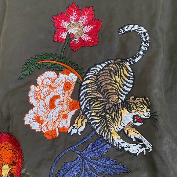 Olive Green Quilted Bomber Jacket | Women Size S - Picture 4 of 12